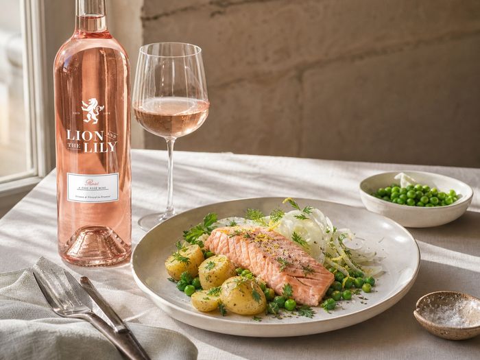 Lemon-poached salmon served with Lion and the Lily rosé